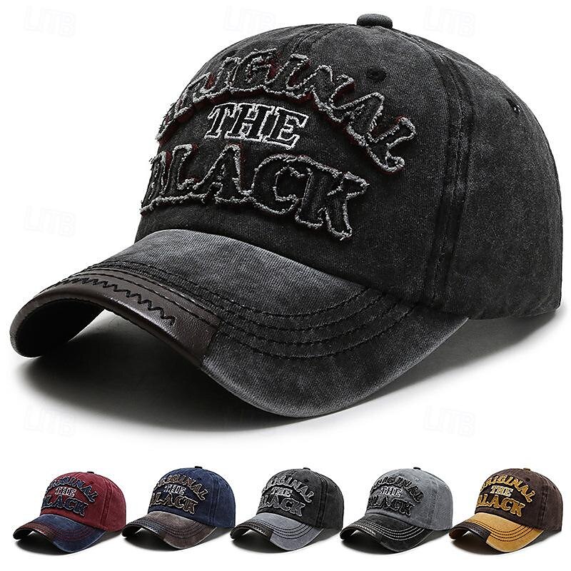 Men's Baseball Cap Sun Hat Trucker Hat Black Navy Blue Cotton Embroidered Vintage Fashion Casual Street Daily Letter Adjustable Sunscreen Breathable