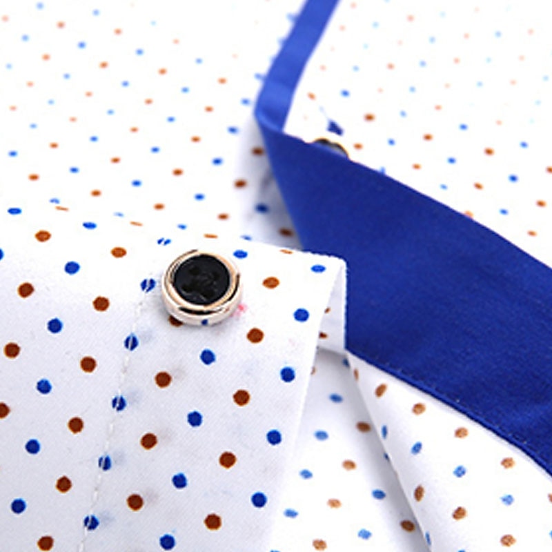 Men's Dress Shirt Button Down Shirt Collared Shirt Black White Red Navy Blue Long Sleeve Polka Dot Turndown Summer Spring Wedding Outdoor Clothing Apparel Print