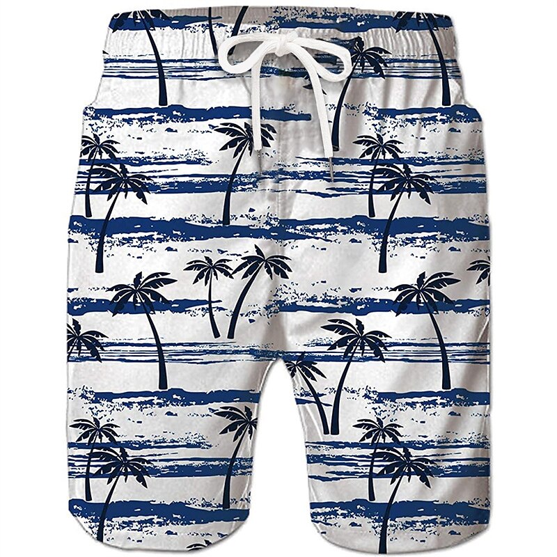 Men's Board Shorts Swim Shorts Swim Trunks Summer Shorts Beach Shorts Drawstring with Mesh lining Elastic Waist Coconut Tree Graphic Prints Quick Dry Short Casual Daily Holiday Hawaiian Boho