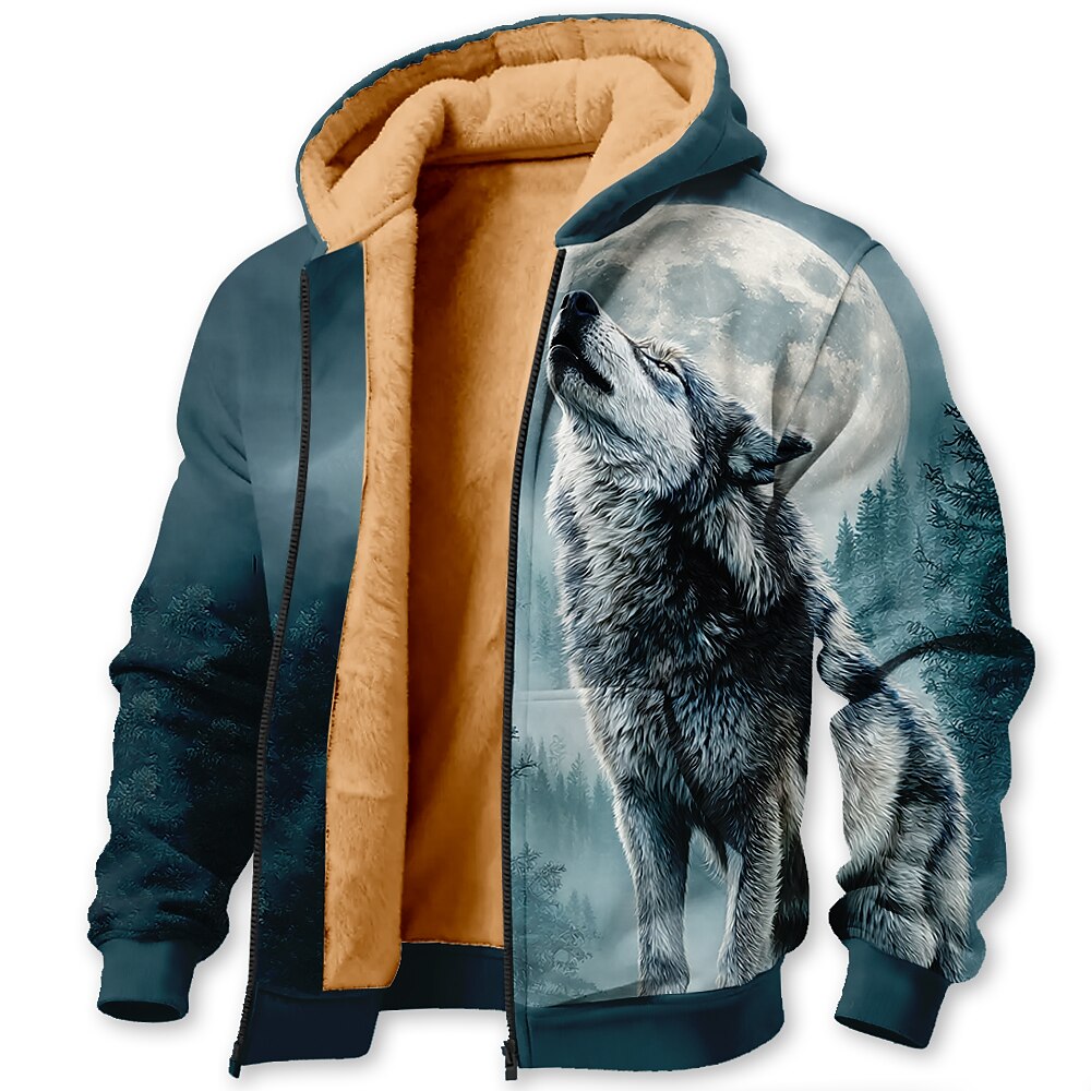 Men's Fox Fleece Hoodie Jacket Sweatshirt Classic Military Hunting Long Sleeve Crew Neck Outdoor Camping Blue 1 Black Blue Brown Green Zip Up Fall Winter Designer S M L XL 2XL 3XL