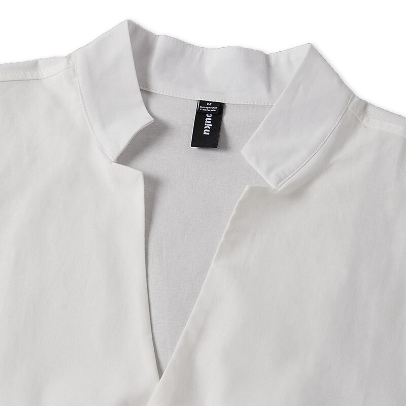 Men's Shirt Linen Shirt Band Collar Shirt Summer Shirt Beach Wear Button Up Shirt Plain Casual Daily Black White Blue Long Sleeve Band Collar Spring & Summer Clothing Apparel