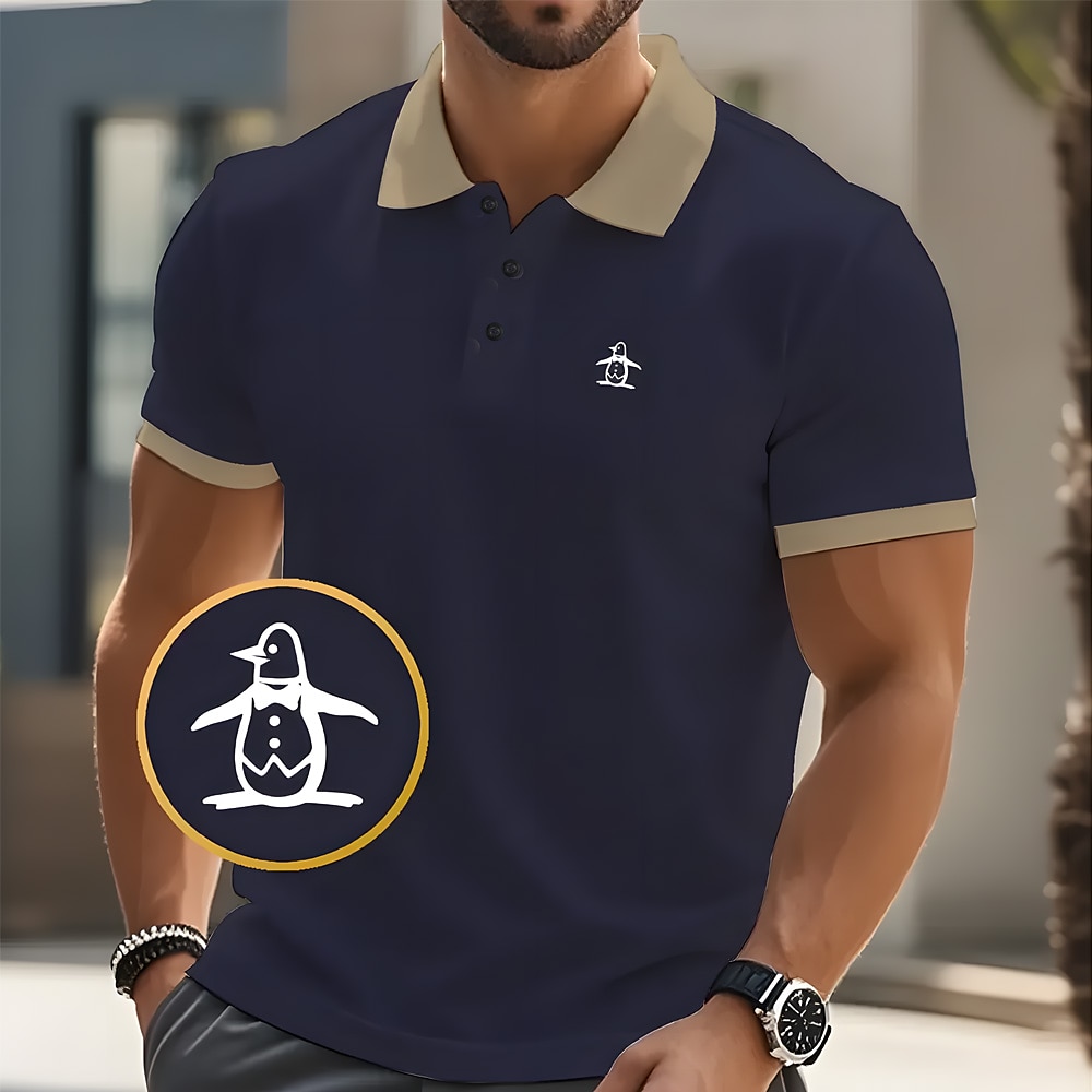 Men's Penguin Polo Short Sleeve Polo Shirts Collared Shirts Casual Resort Outdoor Daily Wear Vacation Wear 3D Print Summer Pink Brown Green