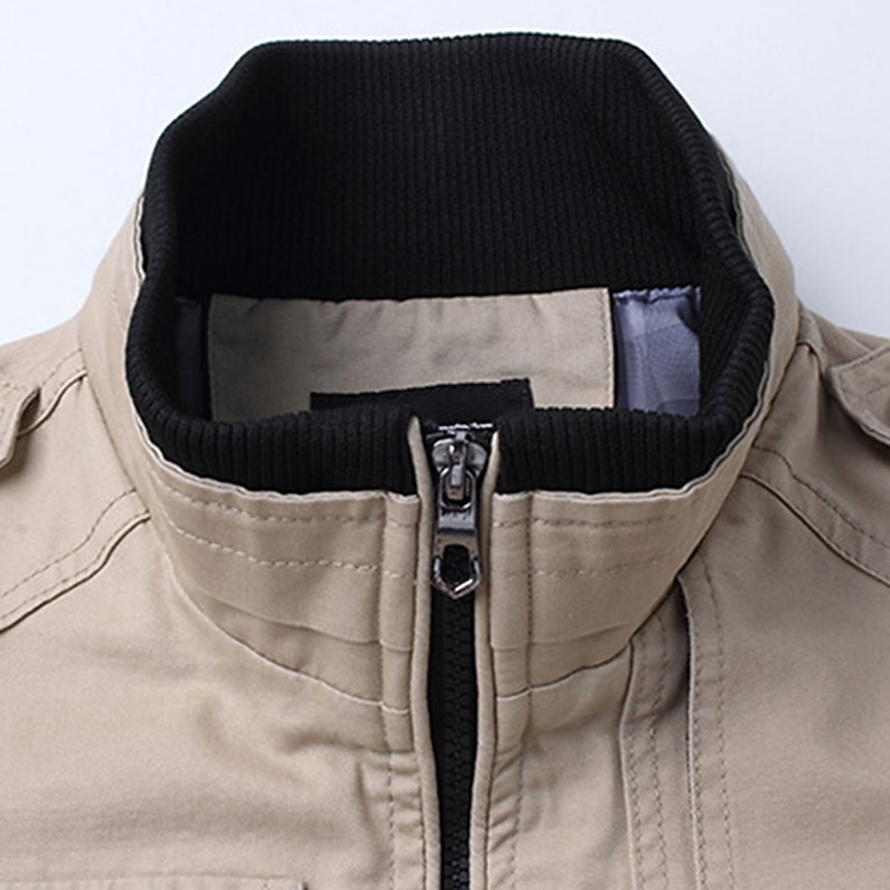 Men's Winter Jacket Bomber Jacket Fleece Jacket Outdoor Daily Wear Warm Pocket Fall Winter Plain Fashion Streetwear Stand Collar Regular Black Wine Khaki Army Green Dark Blue Jacket