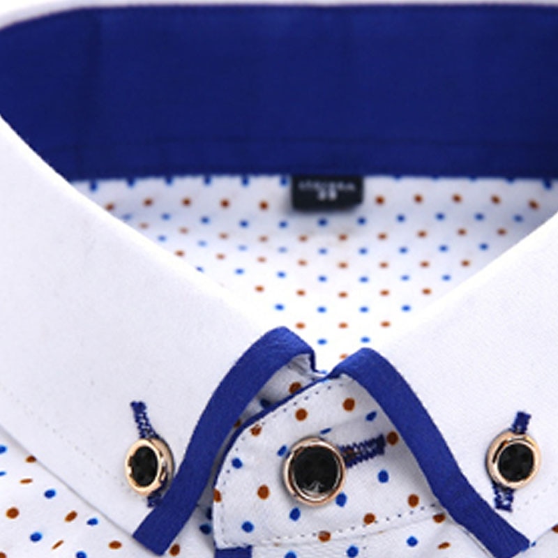 Men's Dress Shirt Button Down Shirt Collared Shirt Black White Red Navy Blue Long Sleeve Polka Dot Turndown Summer Spring Wedding Outdoor Clothing Apparel Print