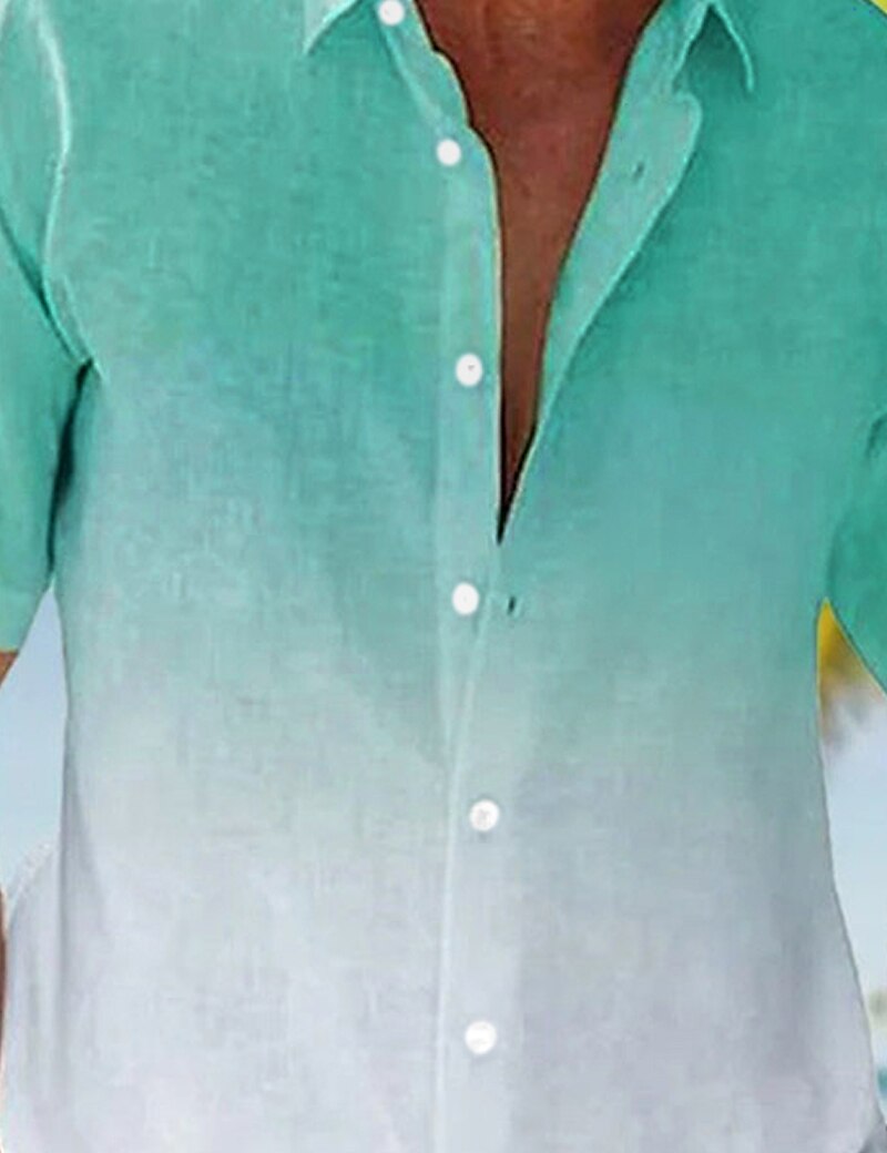 Men's Shirt Button Up Shirt Casual Shirt Summer Shirt Beach Shirt Pink Navy Blue Blue Short Sleeve Gradient Lapel Summer Casual Daily Clothing Apparel