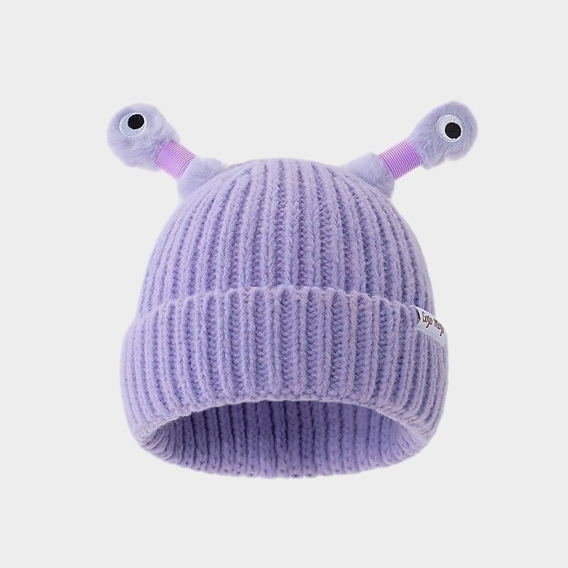 Christmas Gifts Knitted Beanie, Cartoon Glowing Little Monster Knit Hat with Eyes, Retractable Tentacles Beanie Funny Monster LED Knit Beanie