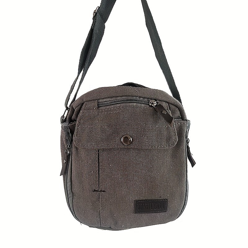 Men's Canvas Crossbody Shoulder Bag – Multi-Pocket Travel Messenger Bag with Zipper Compartments for Outdoor, Commuting, and Daily Use
