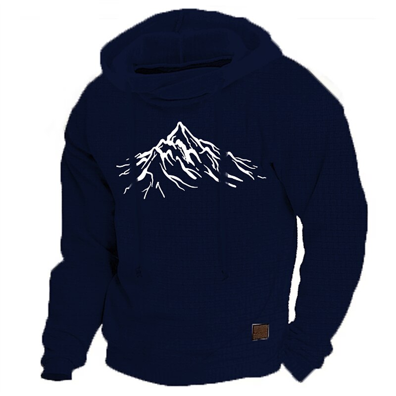 Men's Hoodie Pullover Hoodie Sweatshirt Black White Wine Army Green Royal Blue Hooded Solid Color Drawstring Sports & Outdoor Casual Streetwear Hot Stamping Basic Streetwear Sportswear Fall Winter