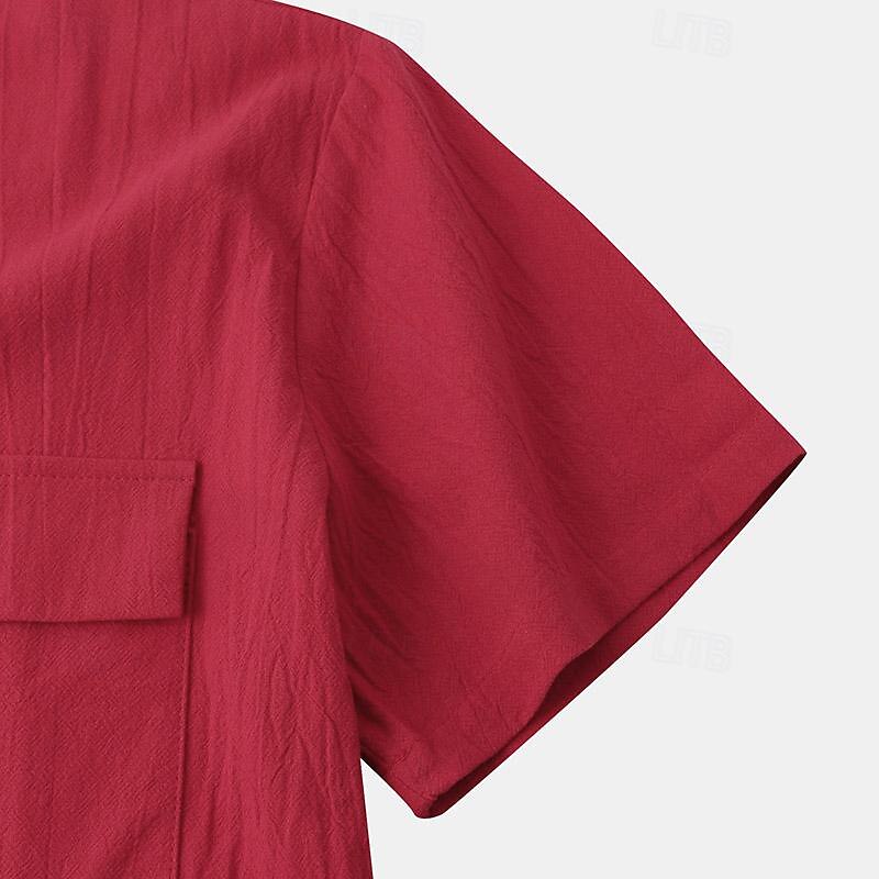 Men's Linen Shirt Summer Shirt Beach Shirt Light Pink White Light Green Short Sleeve Plain Turndown Summer Casual Hawaiian Clothing Apparel