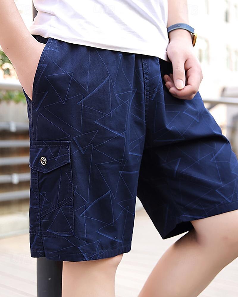 Men's Tactical Shorts Cargo Shorts Shorts Drawstring Elastic Waist Multi Pocket Geometric Wearable Knee Length Outdoor Daily Camping & Hiking 100% Cotton Fashion Classic Yellow Royal Blue