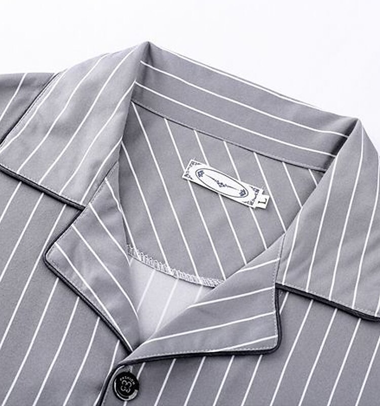 Men's Sleepwear Pajama Set Pajama Top and Pant 1 set Stripe Fashion Stylish Classic Home Daily Bed  Comfort Soft Breathable Lapel Long Sleeve Shirt Pant Elastic Waist Buttons Spring Fall