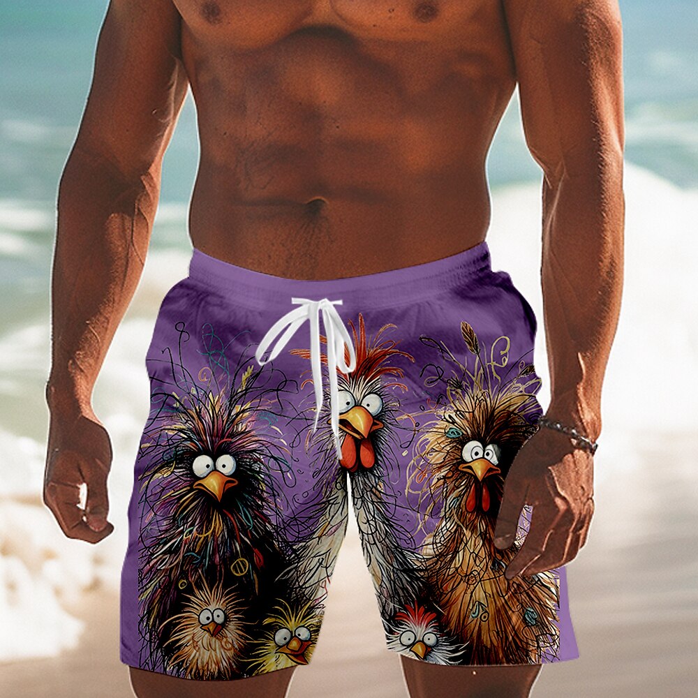 Men's Animal Crocodile Funny Swimming Trunks Board Shorts Shorts Mid Waist Streetwear Hawaiian Casual Daily Holiday Pocket Drawstring Elastic Waist Designer Clothing Apparel