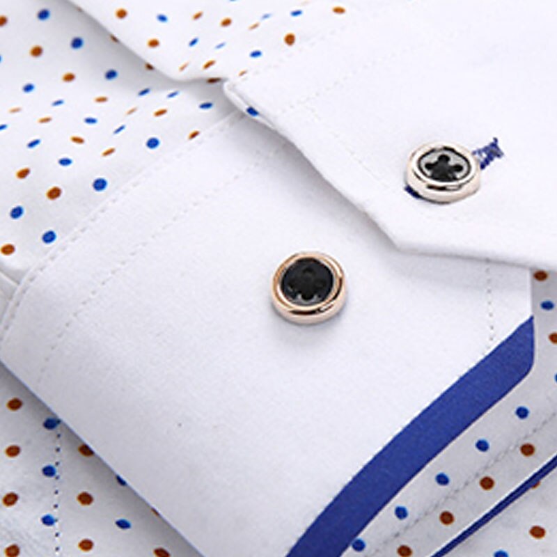 Men's Dress Shirt Button Down Shirt Collared Shirt Black White Red Navy Blue Long Sleeve Polka Dot Turndown Summer Spring Wedding Outdoor Clothing Apparel Print