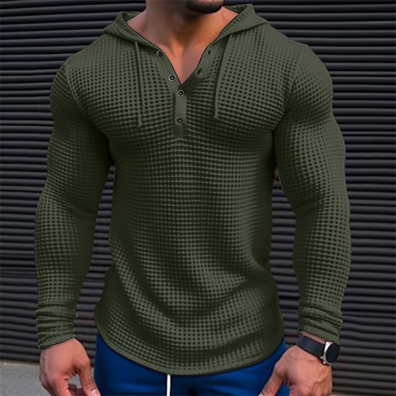 Men's T shirt Tee Waffle Shirt Tee Top Long Sleeve Shirt Plain Hooded Street Vacation Long Sleeve Clothing Apparel Fashion Designer Basic
