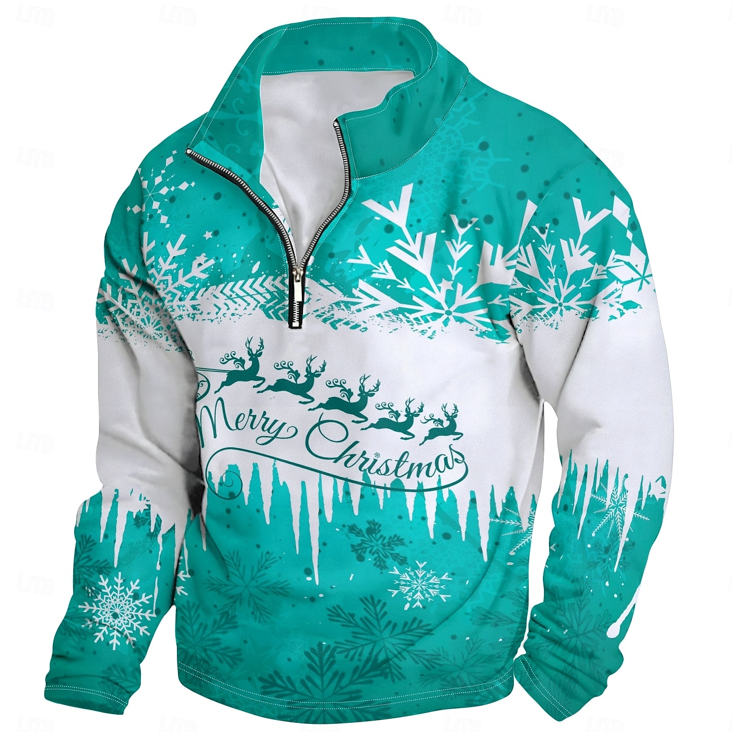 New Year Christmas Men's Sweatshirt Long Sleeve Sweatshirt 3D Print Vacation Going out Streetwear Print Spring &  Fall