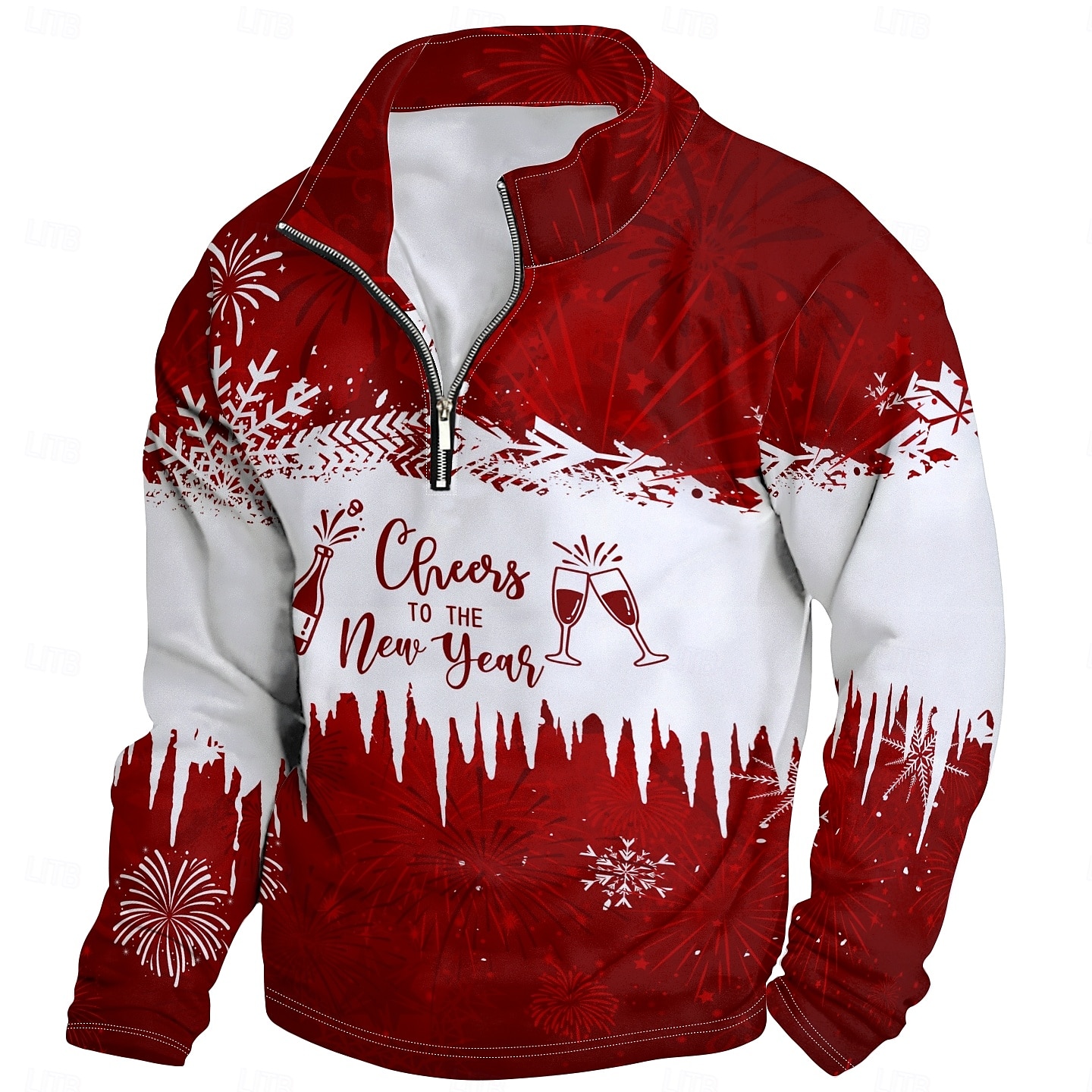 New Year Christmas Men's Sweatshirt Long Sleeve Sweatshirt 3D Print Vacation Going out Streetwear Print Spring &  Fall