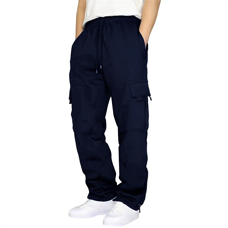 Men's Cargo Sweatpants Sweatpants Trousers Drawstring Pocket Elastic Waist Plain Comfort Sports Outdoor Daily Fashion Casual Black White Micro-elastic