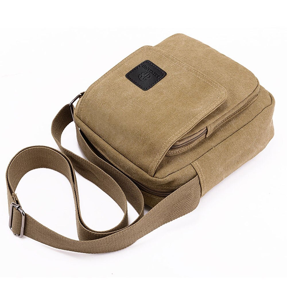 Men's Crossbody Bag Messenger Bag Canvas Outdoor Daily Lightweight Durable Solid Color Black Army Green Khaki
