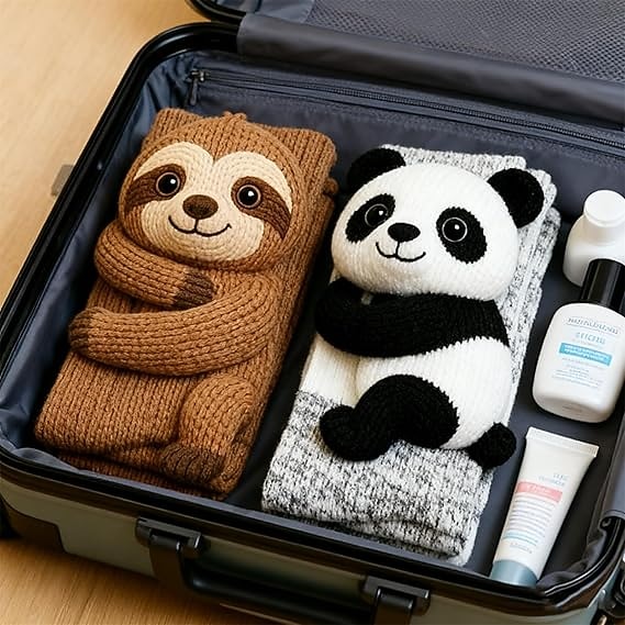 3D Knit Animal Socks, Funny Animal Socks Hand Crocheted, Winter Cotton Crew Socks, Fun & Adorable Christmas Gifts for Girls & Women