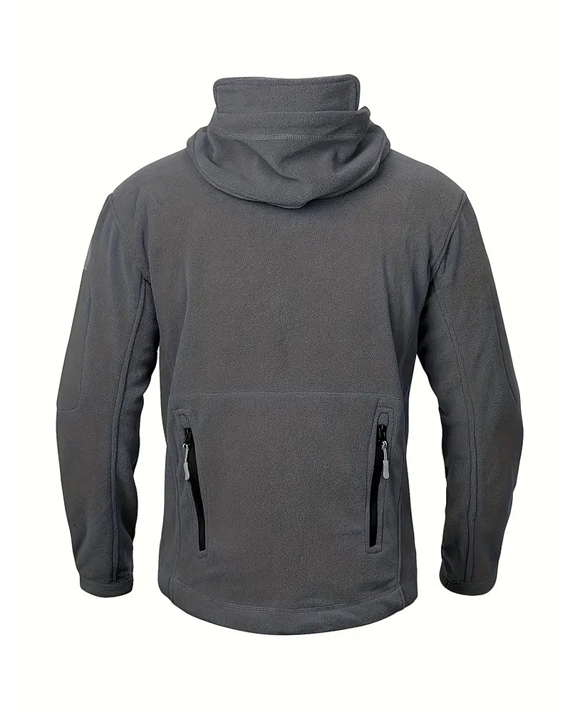 Men's Fleece Jacket Military Jacket Tactical Jacket Daily Vacation Thermal Warm Pocket Fleece Fall & Winter Plain Fashion Streetwear Hooded Regular Black Khaki Army Green Gray Jacket