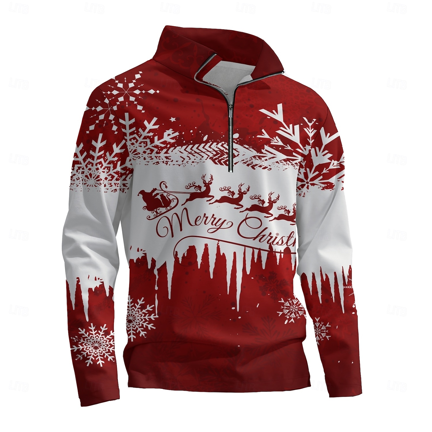 New Year Christmas Men's Sweatshirt Long Sleeve Sweatshirt 3D Print Vacation Going out Streetwear Print Spring &  Fall