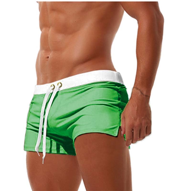 Men's Swim Shorts Swim Trunks Board Shorts Swim Brief Drawstring Elastic Waist Zipper Pocket Solid Color Breathable Quick Dry Short Casual Daily Beach Fashion Classic Style ArmyGreen Black