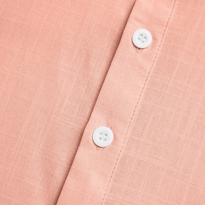 2-Pack Men's Shirt Linen Shirt Popover Shirt Summer Shirt Beach Wear Band Collar Shirt Plain Vacation Casual Green+Gray White+Yellow White+Green White+Navy Blue Short Sleeve Henley Summer Clothing Apparel