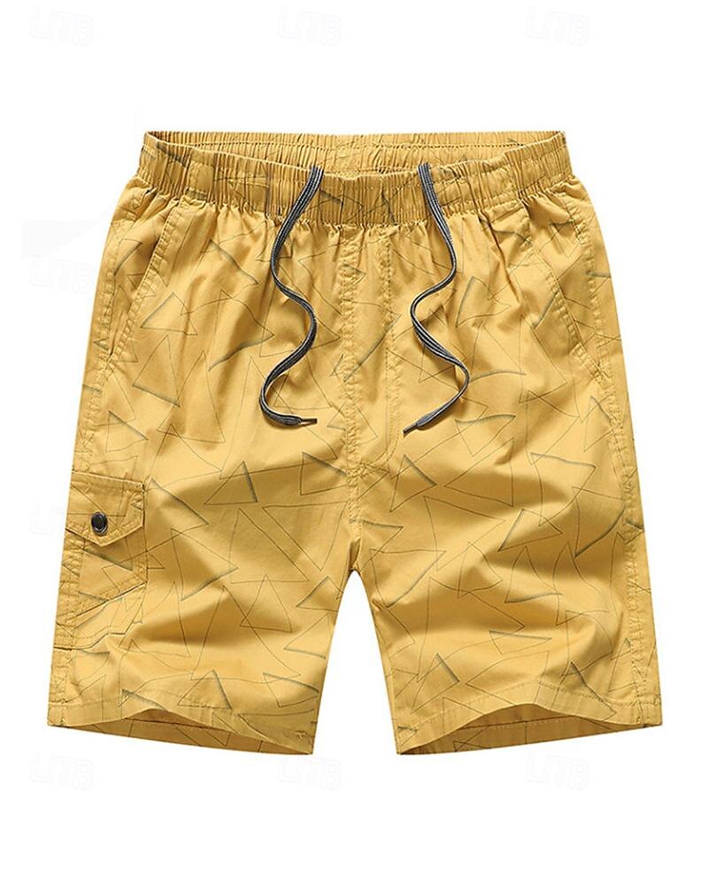 Men's Tactical Shorts Cargo Shorts Shorts Drawstring Elastic Waist Multi Pocket Geometric Wearable Knee Length Outdoor Daily Camping & Hiking 100% Cotton Fashion Classic Yellow Royal Blue