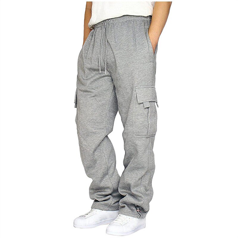 Men's Cargo Sweatpants Sweatpants Trousers Drawstring Pocket Elastic Waist Plain Comfort Sports Outdoor Daily Fashion Casual Black White Micro-elastic