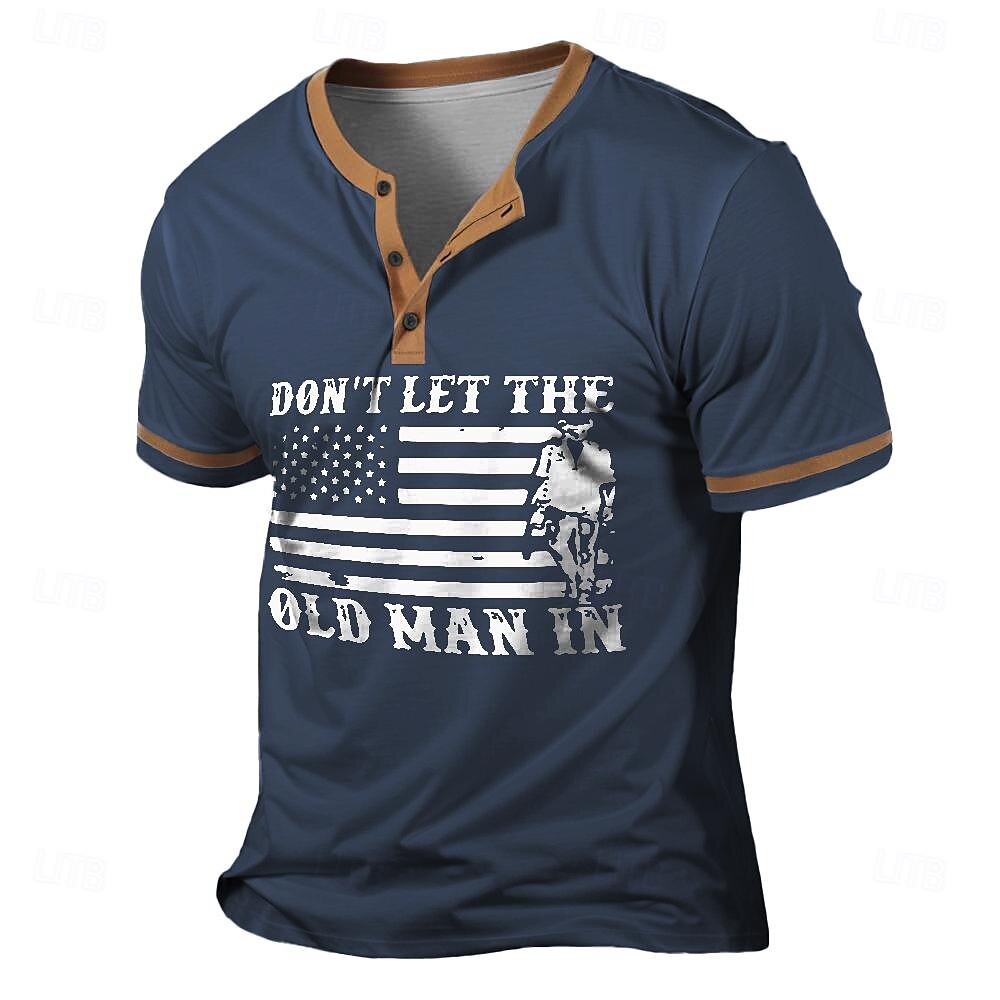 Color Block Retro Vintage Classic Casual Men's 3D Print T shirt Tee Henley Shirt Sports Outdoor Holiday Going out T shirt Black Navy Blue Brown Short Sleeve Henley Shirt Spring & Summer Clothing
