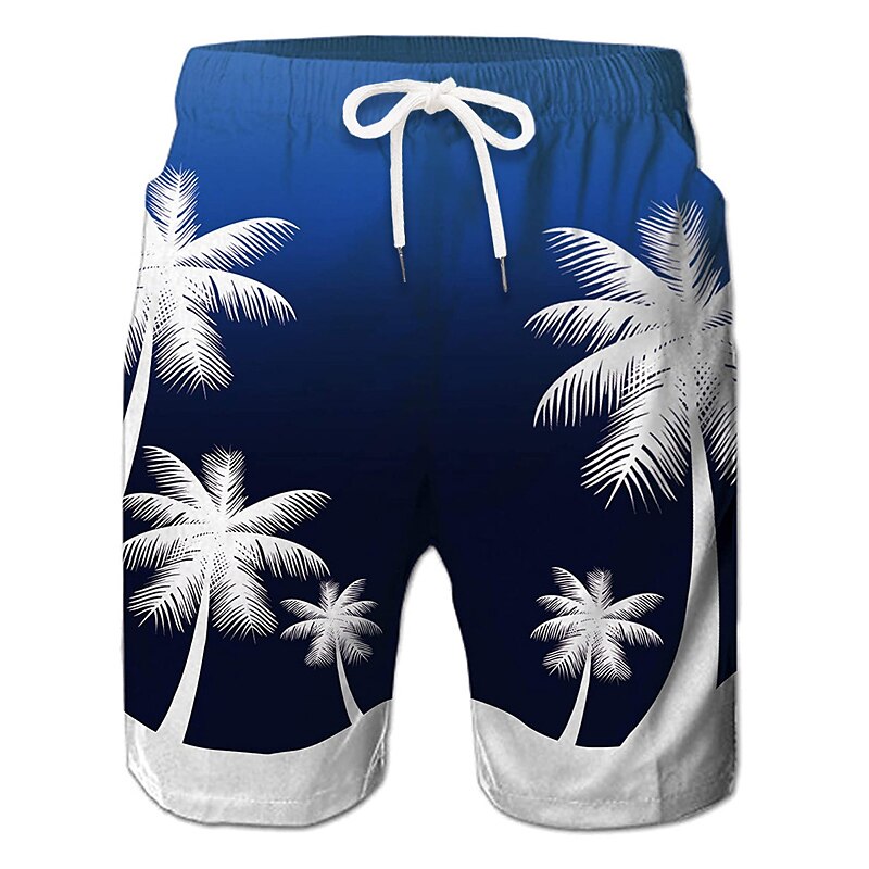 Men's Board Shorts Swim Shorts Swim Trunks Summer Shorts Beach Shorts Drawstring with Mesh lining Elastic Waist Coconut Tree Graphic Prints Quick Dry Short Casual Daily Holiday Hawaiian Boho