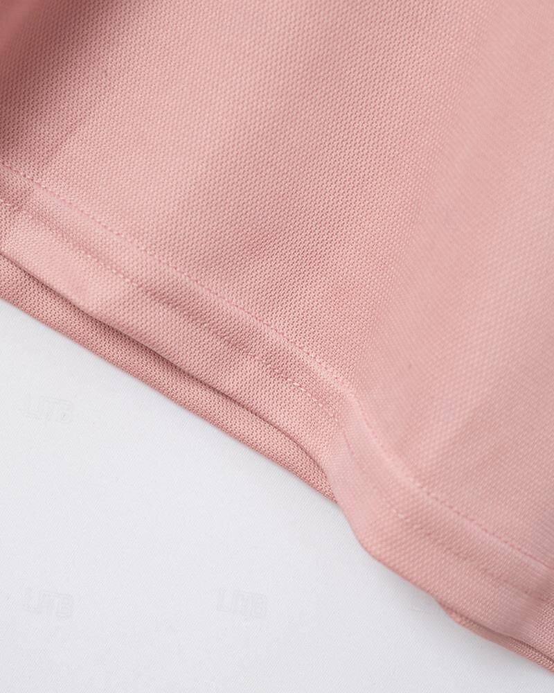 Men's Golf Shirt Golf Polo Work Casual Lapel Short Sleeve Basic Modern Color Block Patchwork Button Spring & Summer Regular Fit Apricot Dark Gray Black White Pink Red Golf Shirt