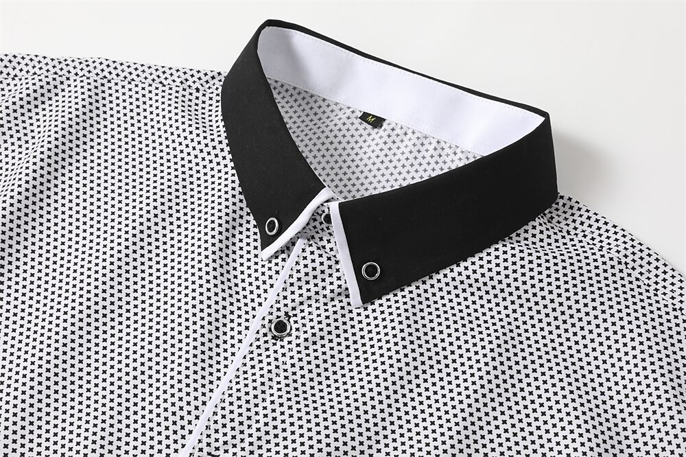 Men's Dress Shirt Button Down Shirt Collared Shirt Black White Red Navy Blue Long Sleeve Polka Dot Turndown Summer Spring Wedding Outdoor Clothing Apparel Print
