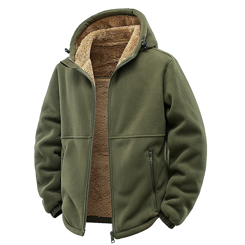 Men's Hoodie Full Zip Hoodie Zip Hoodie Sweatshirt Zip Up Hoodies Sherpa Fleece Hoodie Blue Black Army Green Brown Hooded Plain Zip Up Pocket Sports & Outdoor Daily Holiday Polyester Streetwear Basic