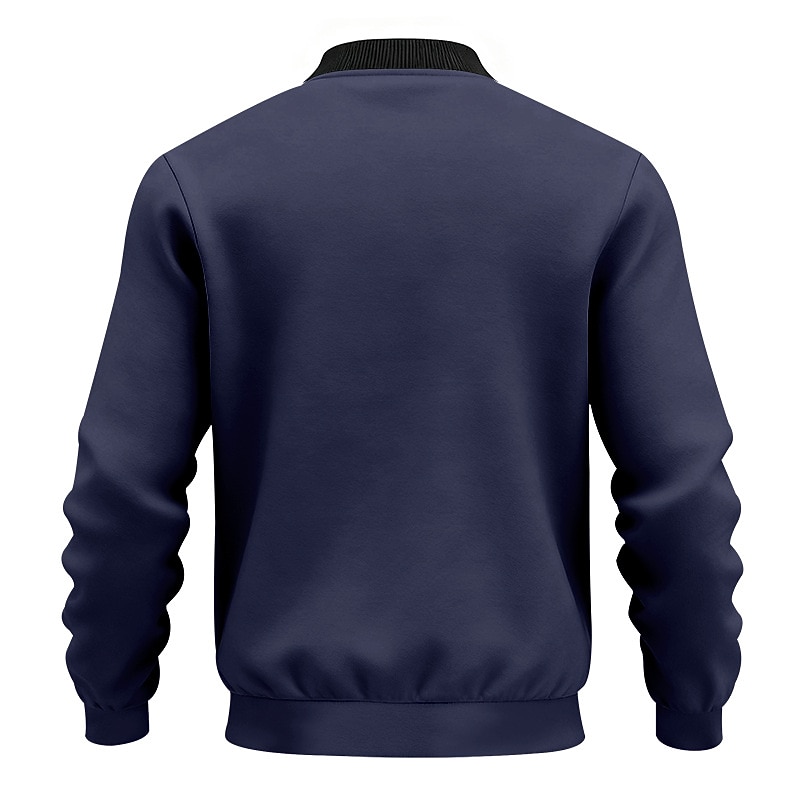 Men's Lightweight Jacket Casual Jacket Vacation Daily Breathable Pocket Spring Fall Plain Fashion Classic Stand Collar Regular Black Yellow Red Navy Blue Royal Blue Jacket