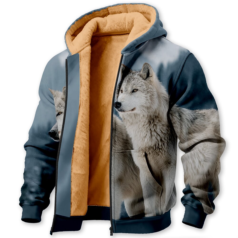 Men's Fox Fleece Hoodie Jacket Sweatshirt Classic Military Hunting Long Sleeve Crew Neck Outdoor Camping Blue 1 Black Blue Brown Green Zip Up Fall Winter Designer S M L XL 2XL 3XL