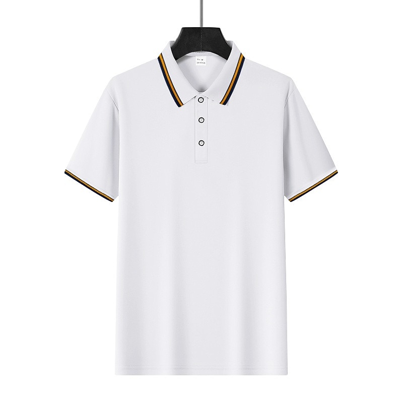 Men's Golf Shirt Pique Polo Shirt Casual Business Ribbed Polo Collar Short Sleeve Fashion Basic Solid Color Plain Buttons Summer Spring Spring &  Fall Regular Fit Lake blue Black White Light Green