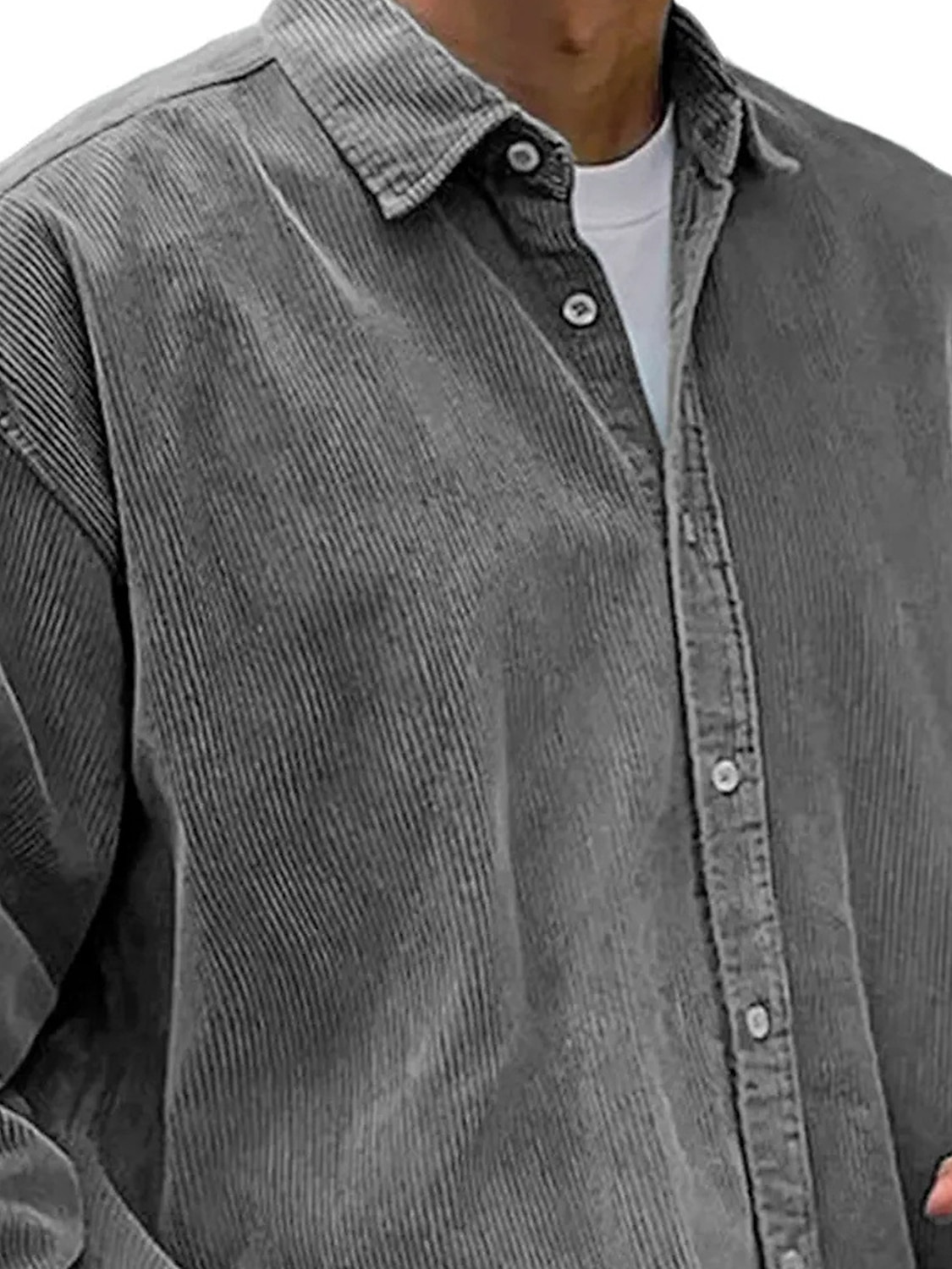 Men's Shirt Casual Shirt Corduroy Shirt Button Up Shirt Black White Navy Blue Blue Purple Long Sleeve Turndown Outdoor Street Clothing Apparel Vintage Casual