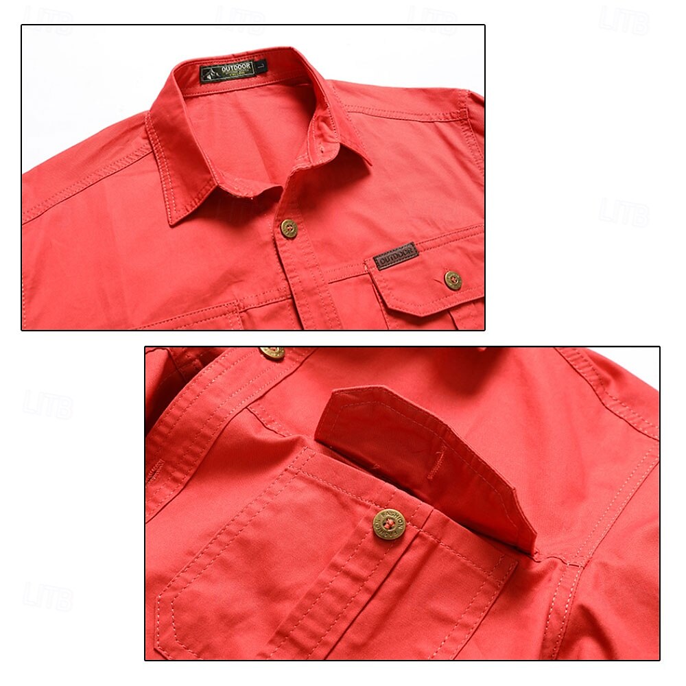 Men's Cow Work Shirt Western Shirt Cargo Shirt Long Sleeve Casual Tactical Sports & Outdoor Going out Winter Spring &  Fall Turndown Print Black White Khaki