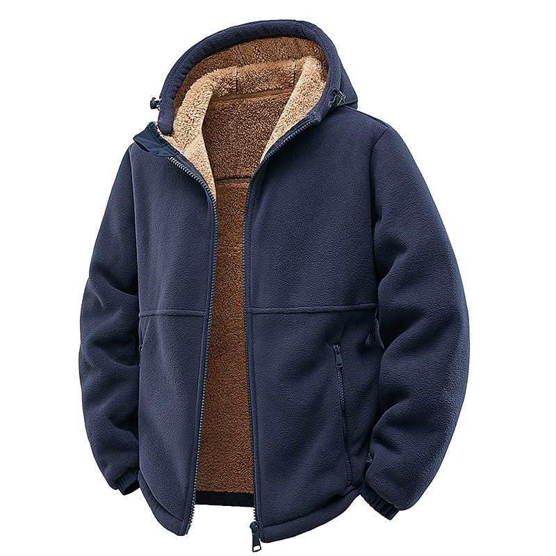 Men's Hoodie Full Zip Hoodie Zip Hoodie Sweatshirt Zip Up Hoodies Sherpa Fleece Hoodie Blue Black Army Green Brown Hooded Plain Zip Up Pocket Sports & Outdoor Daily Holiday Polyester Streetwear Basic