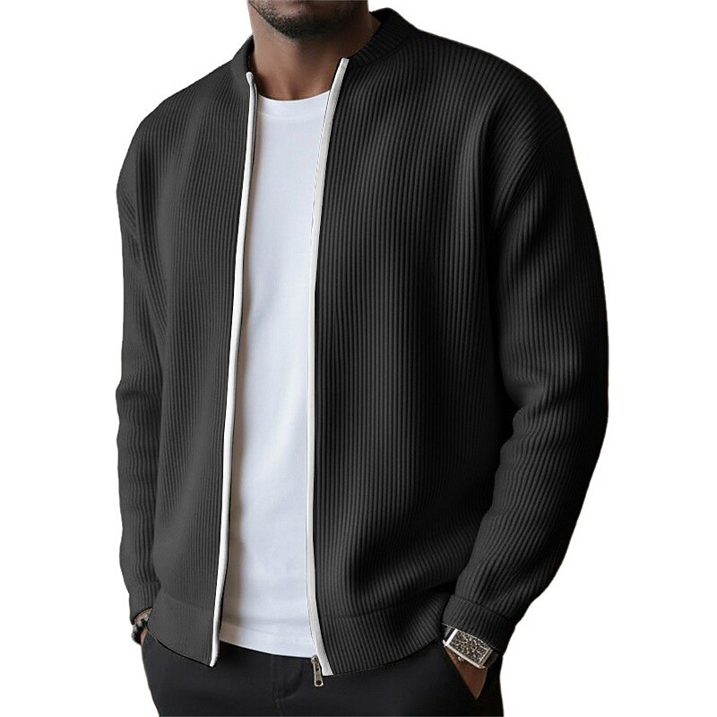 Men's Lightweight Jacket Corduroy Jacket Casual Jacket Vacation Daily Breathable Pocket Spring Fall Plain Fashion Classic Stand Collar Regular Black Light Green Red Navy Blue Purple Jacket