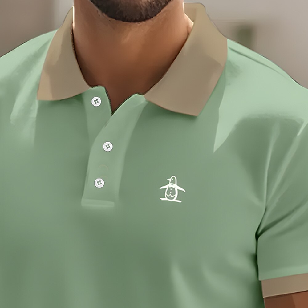 Men's Penguin Polo Short Sleeve Polo Shirts Collared Shirts Casual Resort Outdoor Daily Wear Vacation Wear 3D Print Summer Pink Brown Green