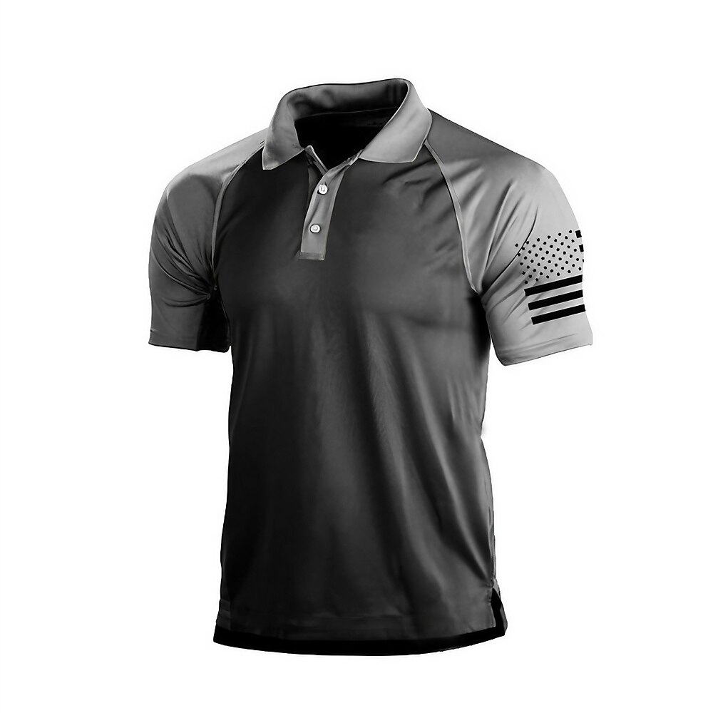 Men's Golf Polo Shirt Dark Grey Army Green Dark Navy Short Sleeve Sun Protection Moisture Wicking Top Summer Golf Attire Clothes Outfits Wear Apparel