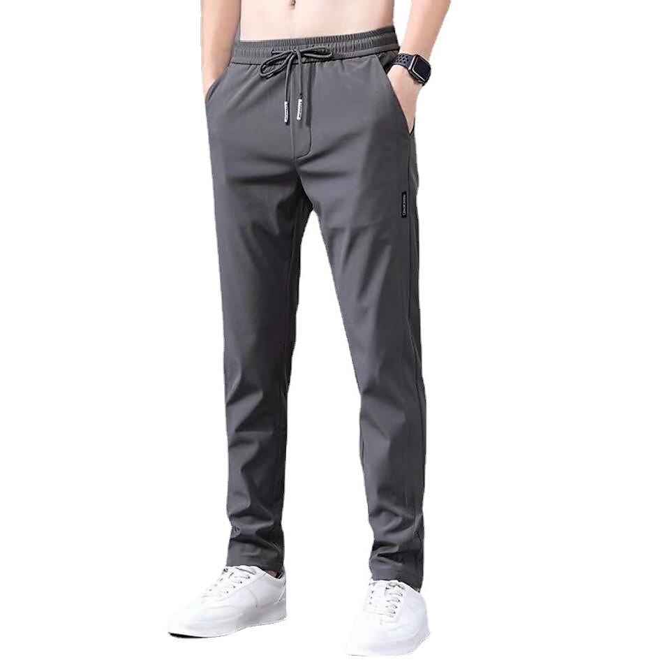 Men's Trousers Casual Pants Drawstring Elastic Waist Solid Color Breathable Quick Dry Formal Weekend Classic Casual / Sporty Slim Black dark grey