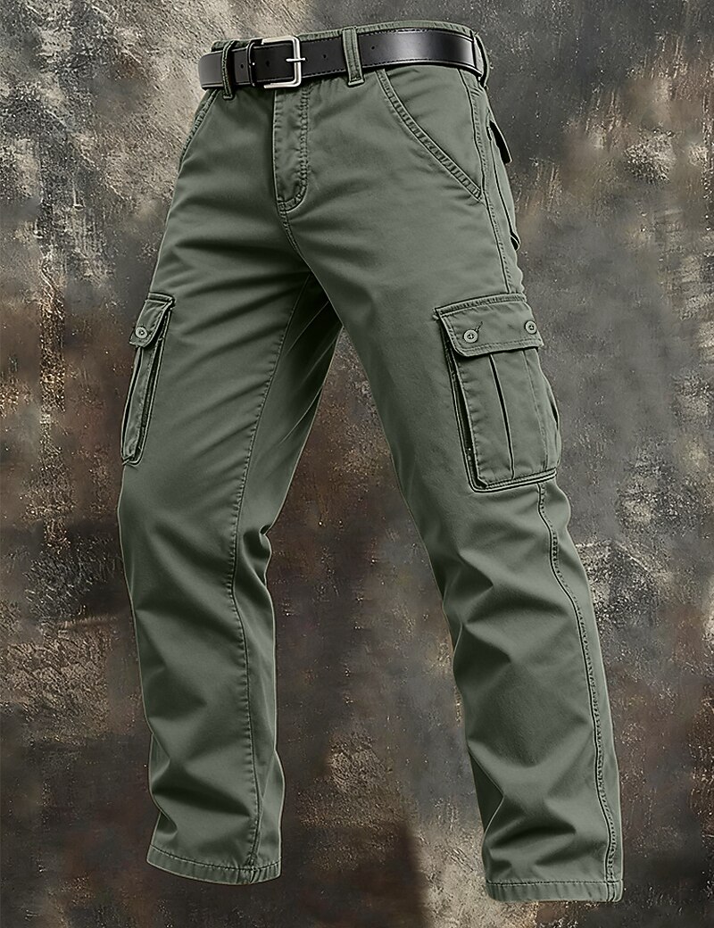 Men's Cargo Pants Trousers Work Pants Buttons Multi Pocket Plain Wearable Full Length Outdoor Daily Camping & Hiking Vacation Fashion Black Army Green Inelastic