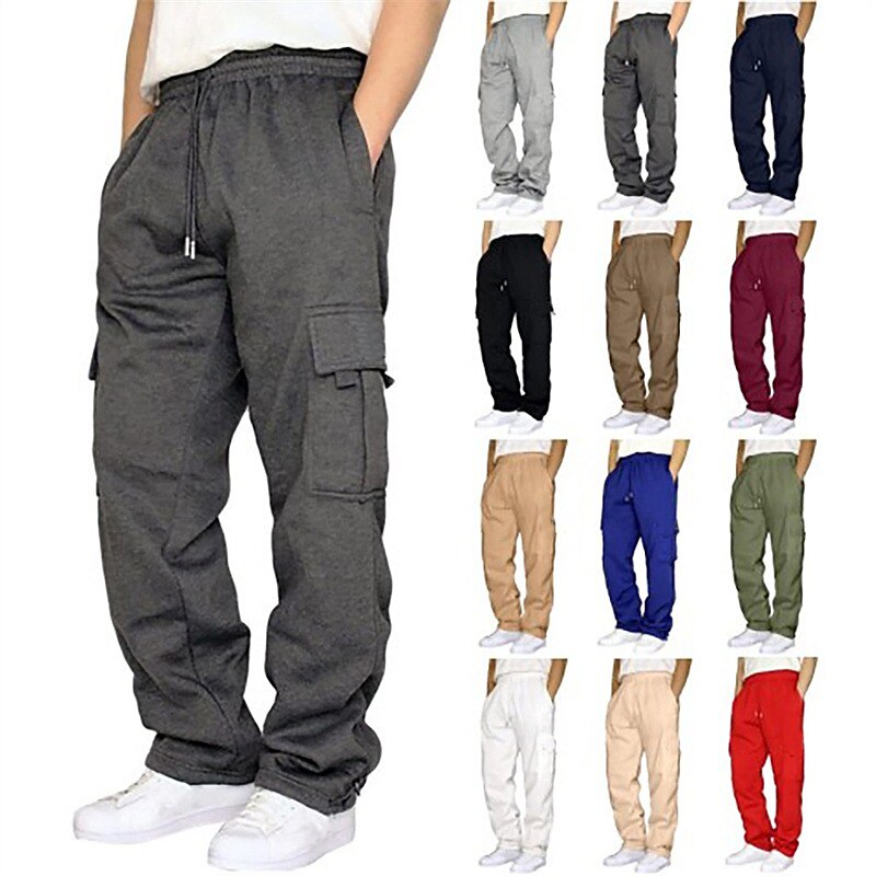 Men's Cargo Sweatpants Sweatpants Trousers Drawstring Pocket Elastic Waist Plain Comfort Sports Outdoor Daily Fashion Casual Black White Micro-elastic