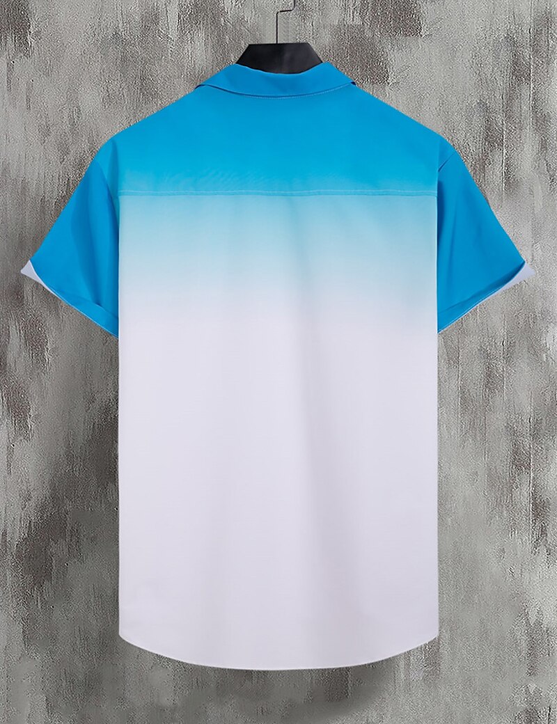 Men's Shirt Button Up Shirt Casual Shirt Summer Shirt Beach Shirt Yellow Pink Navy Blue Blue Orange Short Sleeve Gradient Lapel Daily Vacation Clothing Apparel Fashion Casual Comfortable