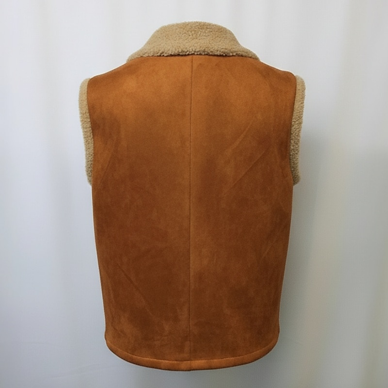 Men's Faux Suede Vest Fleece Vest Outdoor Casual Daily Fashion Retro Fall Winter Pocket  Thermal Warm Comfortable Color Block Zipper Lapel Regular Fit Brown Vest