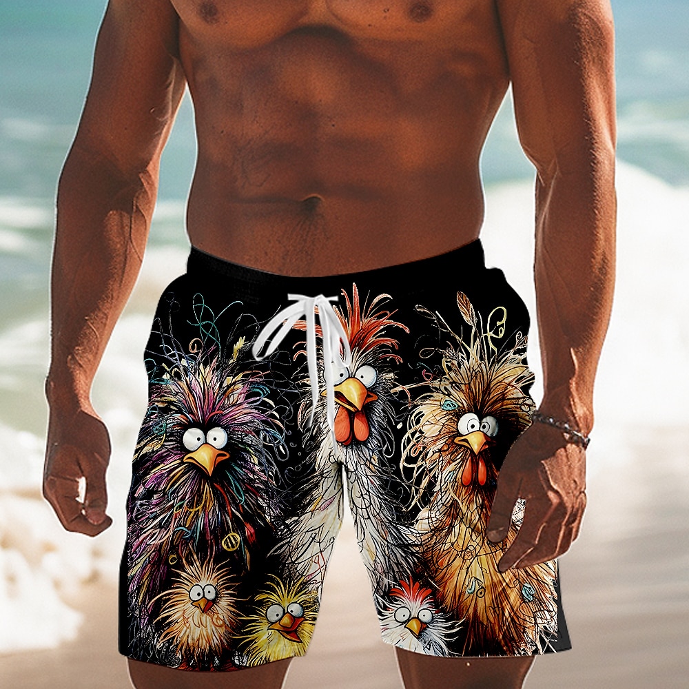 Men's Animal Crocodile Funny Swimming Trunks Board Shorts Shorts Mid Waist Streetwear Hawaiian Casual Daily Holiday Pocket Drawstring Elastic Waist Designer Clothing Apparel