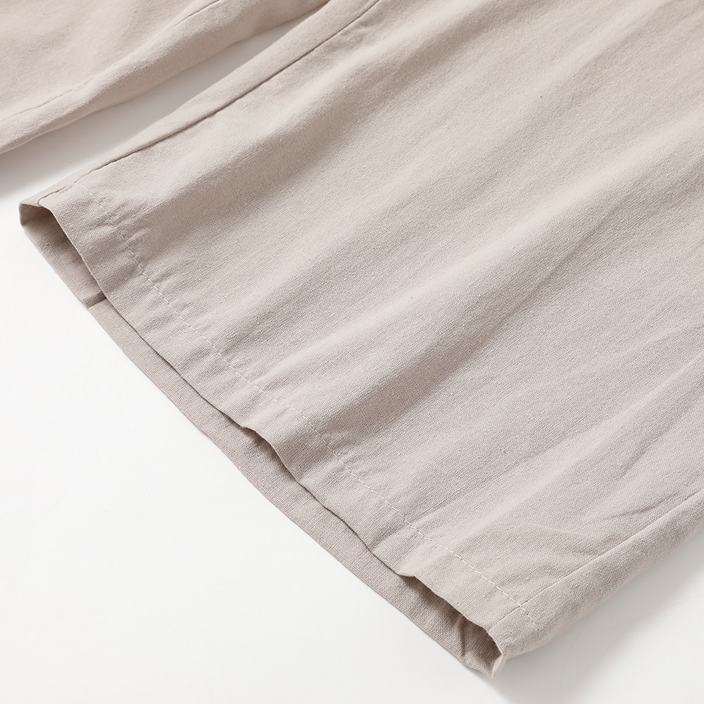 Men's Linen Pants Trousers Summer Pants Beach Pants Pocket Drawstring Elastic Waist Plain Daily Streetwear Linen / Cotton Blend Fashion Casual Black White